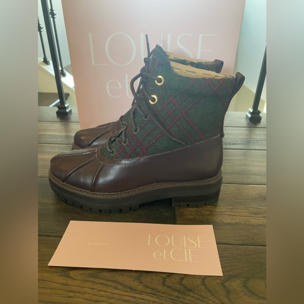 Louise et Cie Sarni Boot Plaid & Brown Platform & Chunky Heel SZ 7 NIB! - Picture 4 of 15